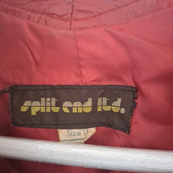 Split End Limited Red Leather High Neck Long Sleeve Jacket with Belt  - Size 11 - Picture 8 of 8